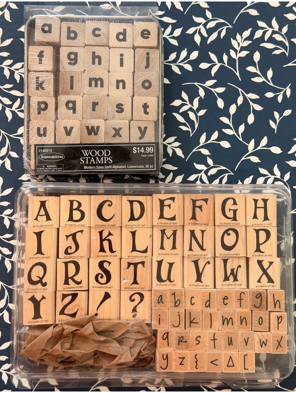 Vintage Stampin’ Up Alphabet Rubber Stamp Lot Upper Lowercase Wood Letter Stamps